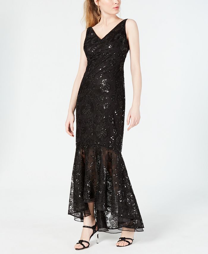 calvin klein sequin embellished gown