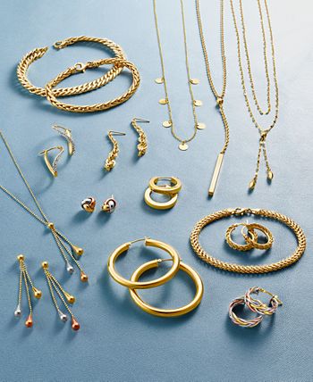Italian Gold - Graduated Rope Linear Earrings in 14k Gold
