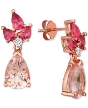 image of Multi-Gemstone (4-3/8 ct. t.w.) & Diamond (1/10 ct. t.w.) Drop Earrings in 14k Rose Gold