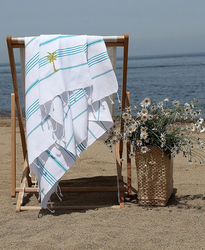 Linum Home Lucky Breezy Palm Tree Pestemal Beach Towel - Macy's