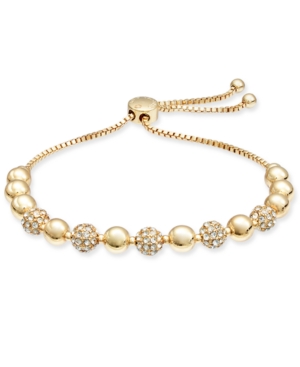 Shop Charter Club Pave & Imitation Pearl Slider Bracelet, Created For Macy's In Gold