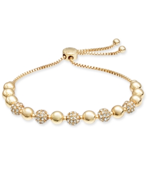 Charter Club Pave & Imitation Pearl Slider Bracelet, Created For Macy's In Gold