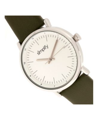 Quartz The 6200 White Dial, Genuine Olive Leather Watch 39mm