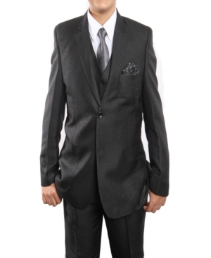 image of Tazio Solid Textured Classic Fit 2 Button Vested Suits for Boys