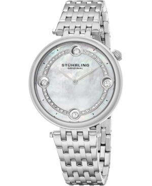 image of Stuhrling Women-s Quartz Watch, Silver Case, Mop Dial, Silver Bracelet