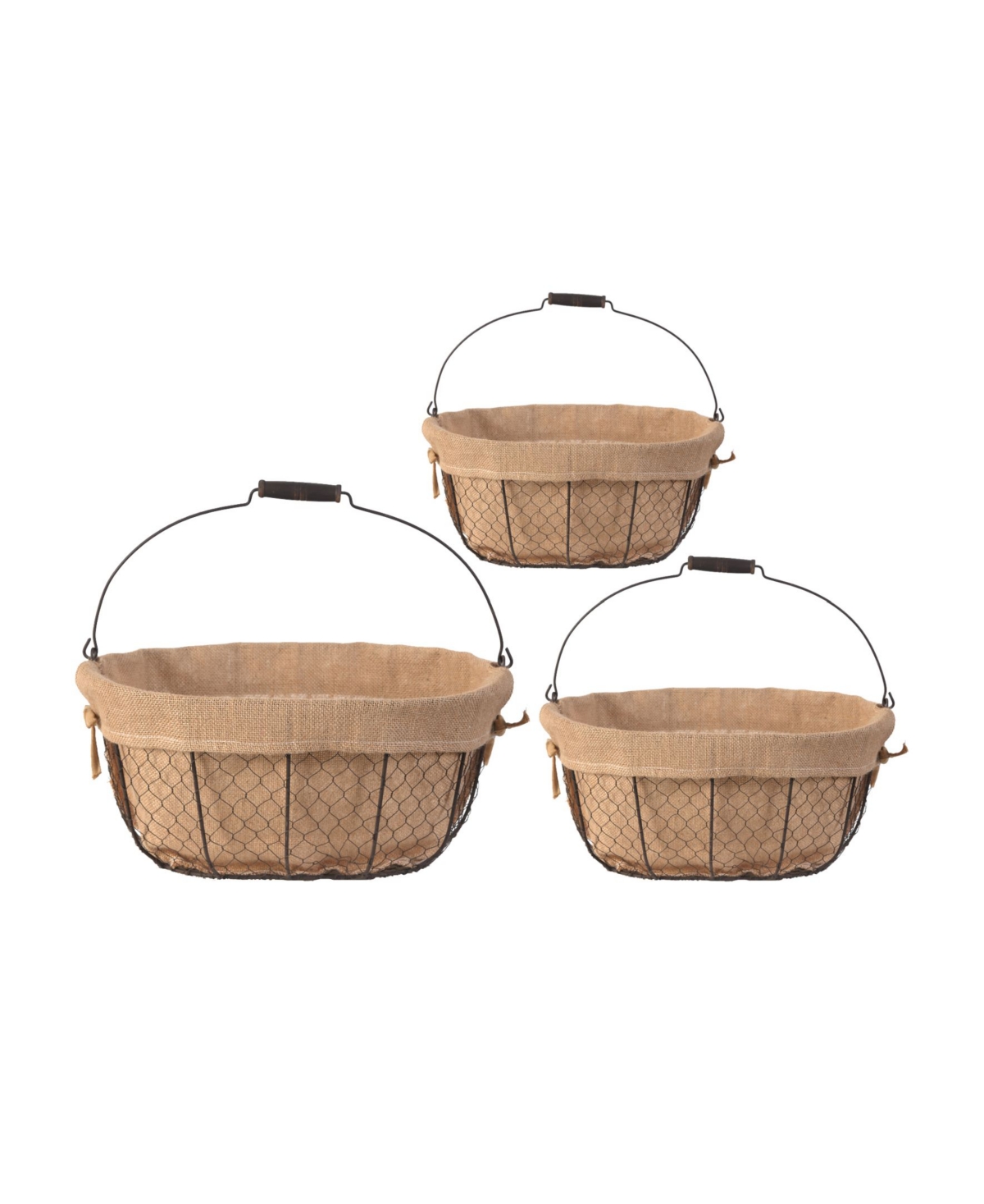 Joyce Baskets with Canvas Cloth, Oval, Set of 3 - Cream