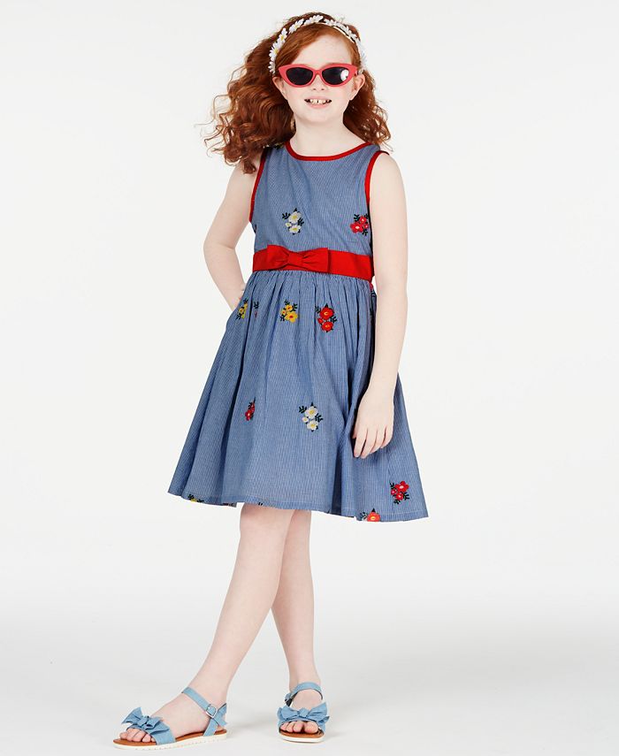 Rare Editions Big Girls Embroidered Cotton Fit & Flare Dress, Created ...