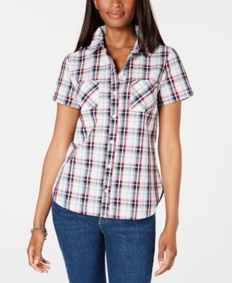 Tommy Hilfiger - Plaid Button-Down Top, Created for Macy's