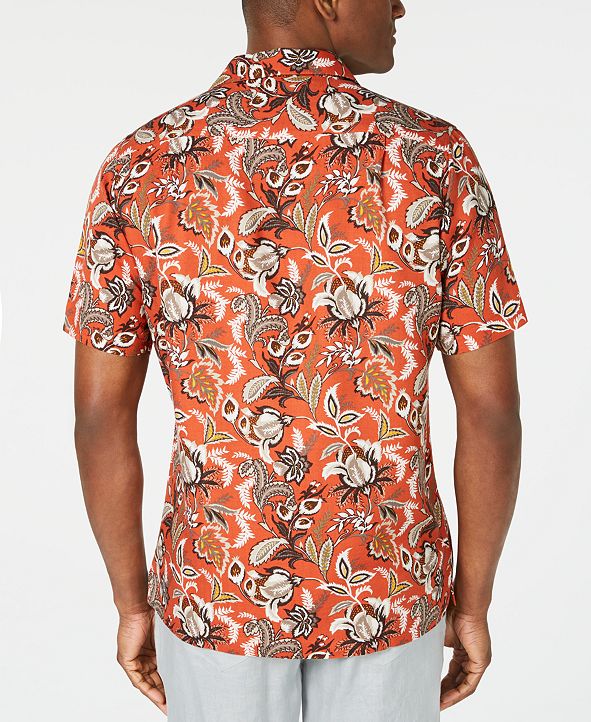 Tasso Elba Men's Floral-Print Camp Collar Silk Shirt, Created for Macy ...