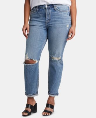 Silver Jeans Co. - Trendy Plus Size Ripped Tapered Jeans
