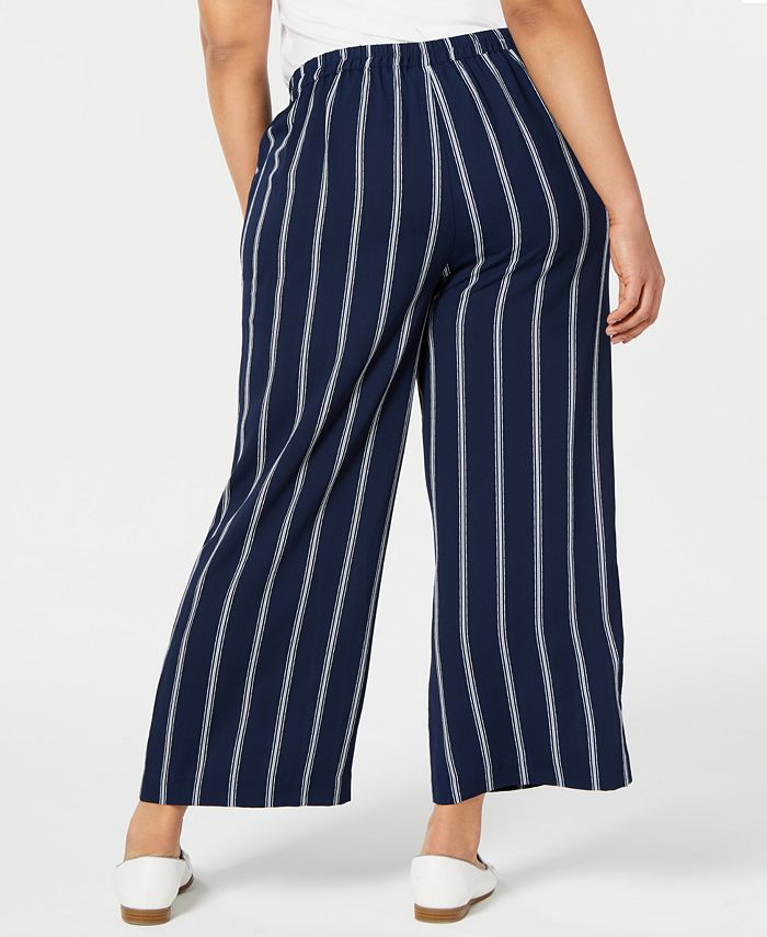 Charter Club Plus Size Striped Pull-On Pants, Created for Macy's - Macy's