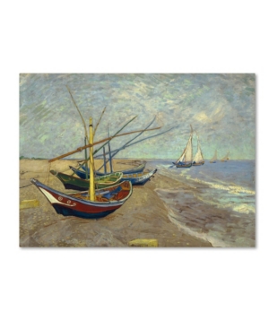 Trademark Global Vincent Van Gogh 'fishing Boats On The Beach' Canvas Art In Multi