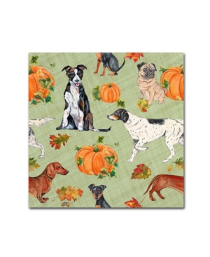 Trademark Global Jean Plout 'dogs In Pumpkin Patch 1' Canvas Art In Multi