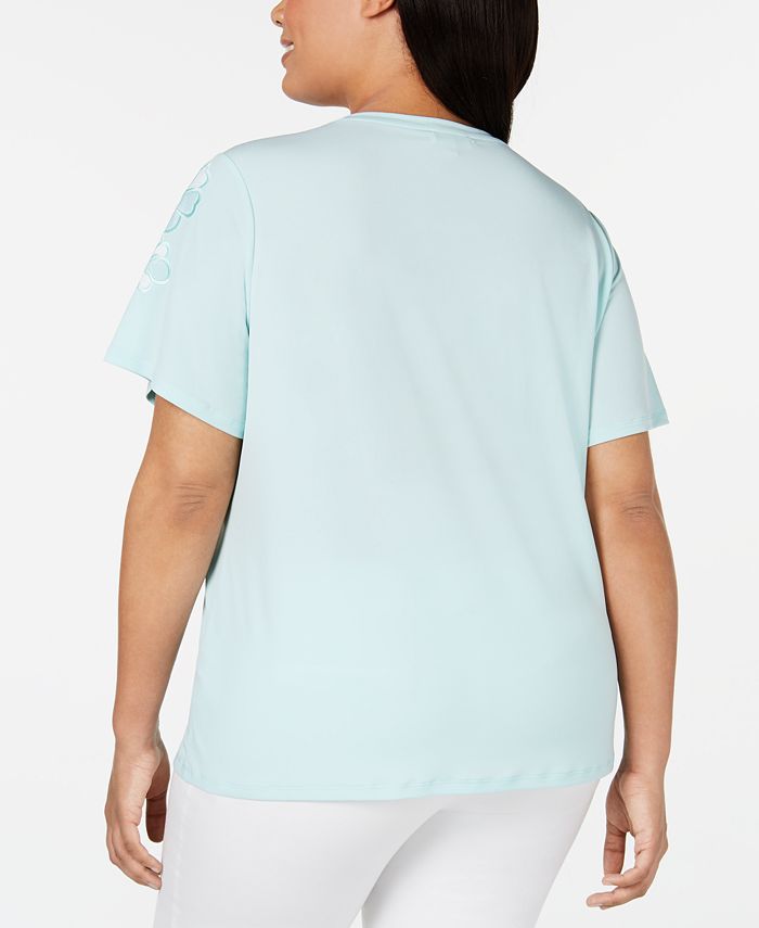 Calvin Klein Plus Size Embroidered-Floral Top - Macy's