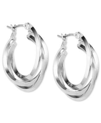 METAL 3 RING HOOP EARRINGS, .9"