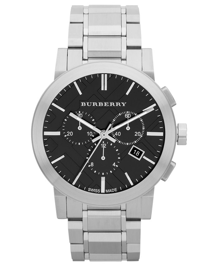 Burberry Watch, Men's Swiss Chronograph Stainless Steel Bracelet 42mm  BU9351 & Reviews - All Fine Jewelry - Jewelry & Watches - Macy's