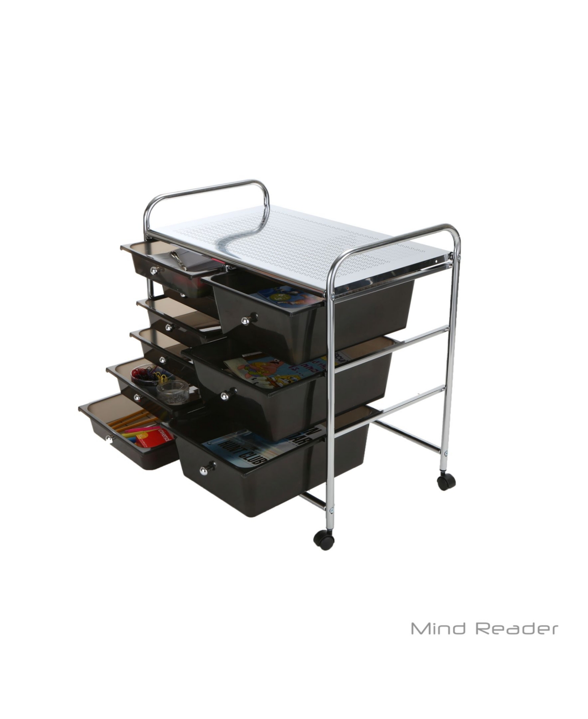 Storage Drawer Rolling Utility Cart, 9 Drawer Organizer - Black