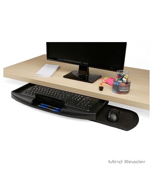 Mind Reader Under Desk Keyboard Holder With Closable Writing
