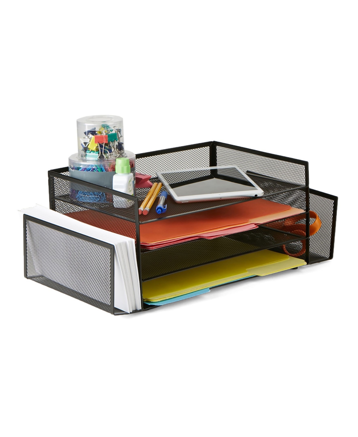 Desk Organizer with 2 Side Storage Compartments - Black