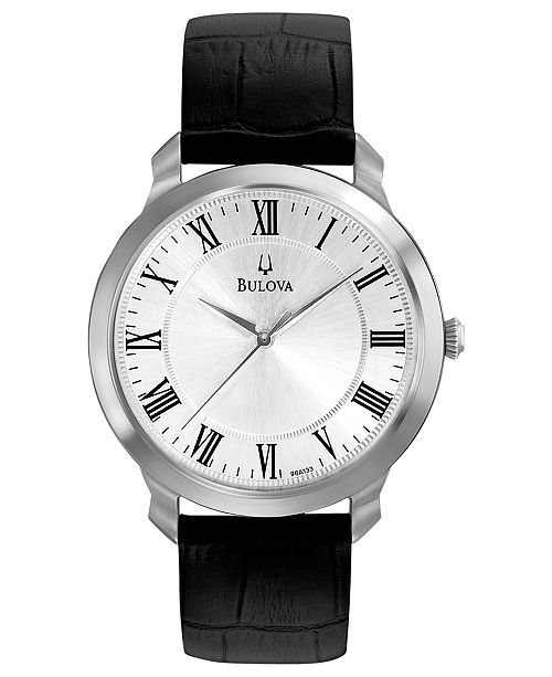Bulova Men S Black Leather Strap Watch 41mm 96a133 Reviews All Fine Jewelry Jewelry Watches Macy S