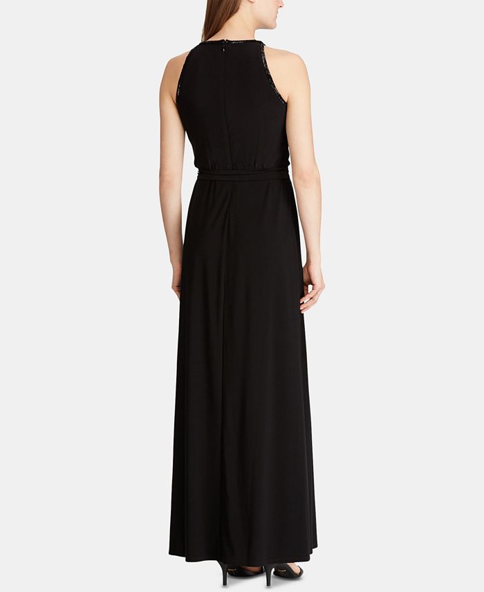 Lauren Ralph Lauren Beaded-Trim Jersey Gown - Macy's