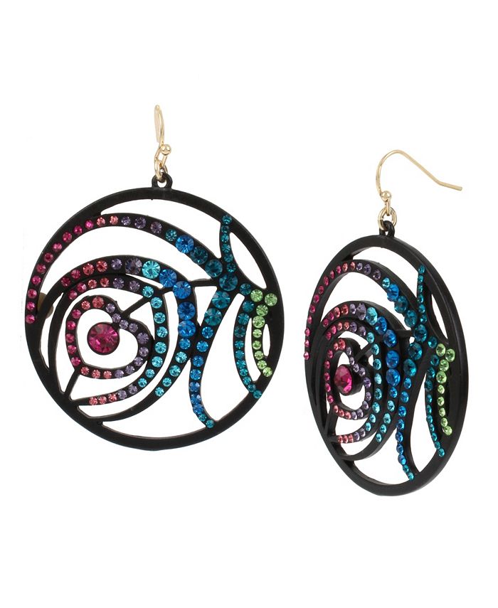 Betsey Johnson Peacock Feather Round Drop Earrings - Macy's