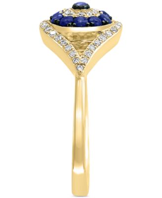 EFFY&reg; Sapphire (1/4 ct. t.w.) and Diamond (1/6 ct. t.w.) Evil Eye Ring in 14k White or Yellow Gold 