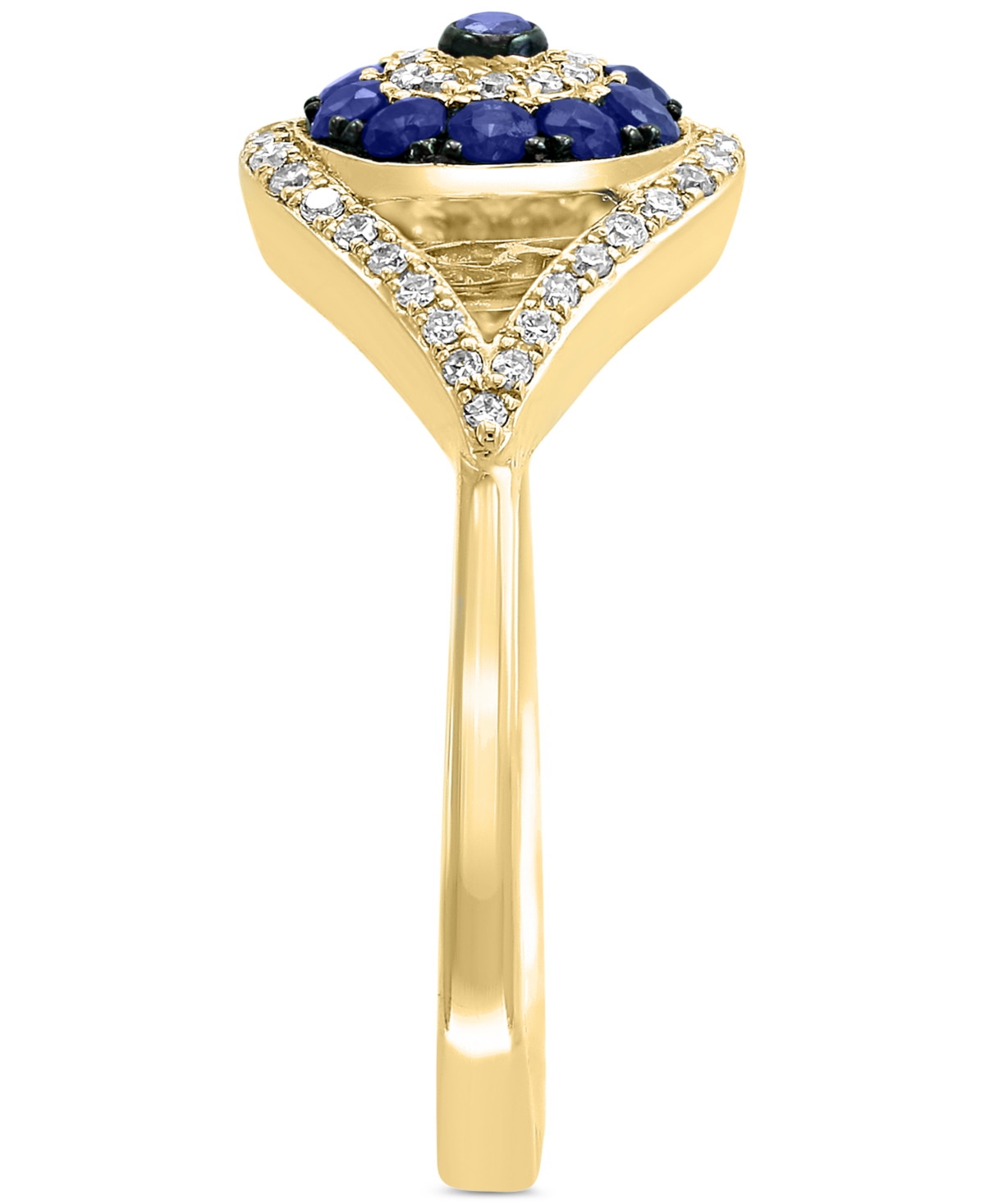 Effy Collection Effy Sapphire (1/4 Ct. T.w.) And Diamond (1/6 Ct. T.w.) Evil Eye Ring In 14k White Or Yellow Gold