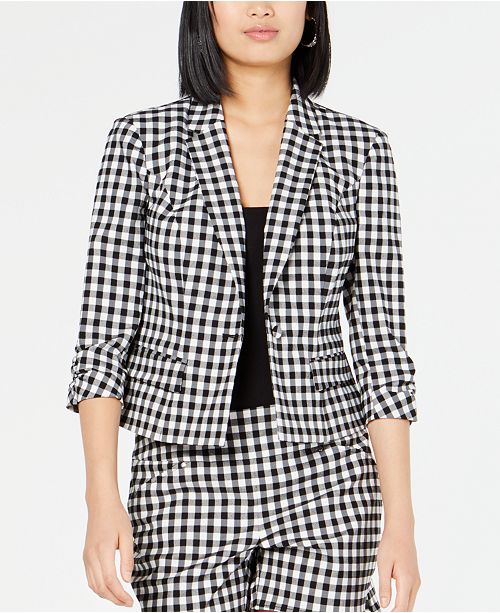 Inc International Concepts Inc Petite 3 4 Sleeve Gingham Blazer