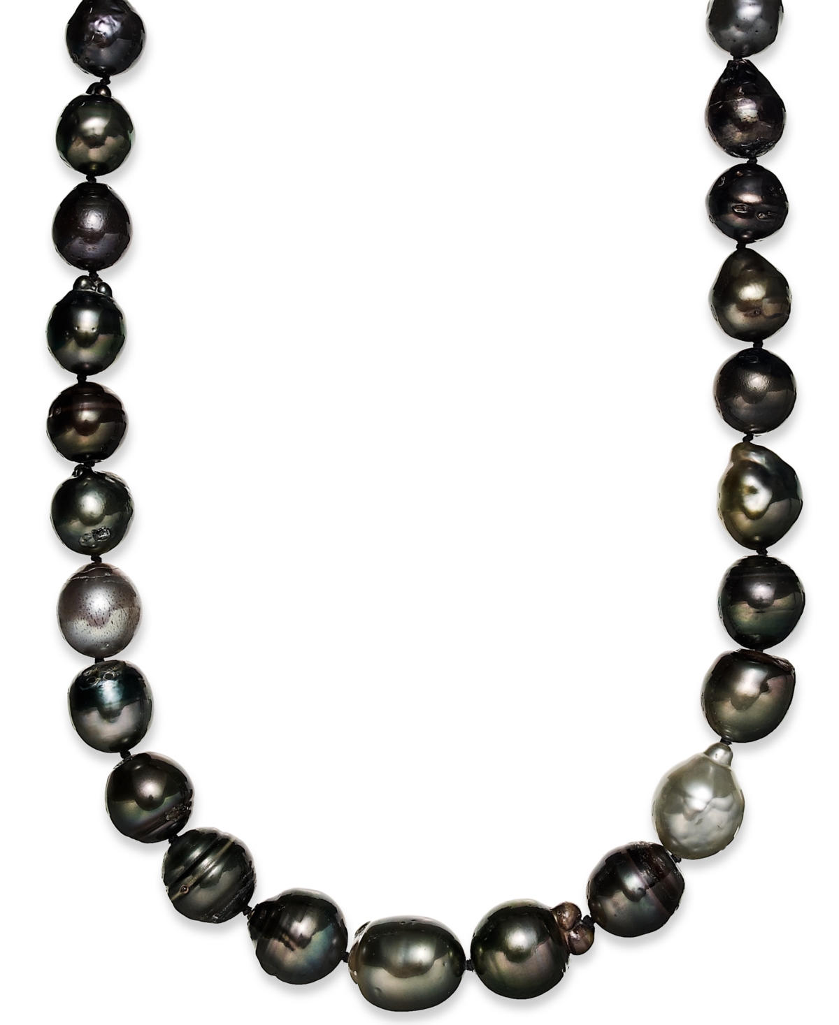 7.5'' 9-11mm gray brown Tahitian Pearl,Natural color Sea pearl,Genuine Tahitian Pearl Necklace,TH9-2A-14-424