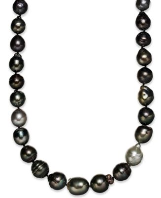 Sterling Silver Necklace, Multi Colored Cultured Tahitian Pearl (9-11mm ...