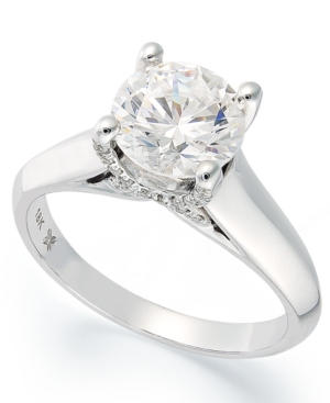 image of X3 Certified Diamond Solitaire Engagement Ring in 18k White Gold (1-1/2 ct. t.w.), Created for Macy-s