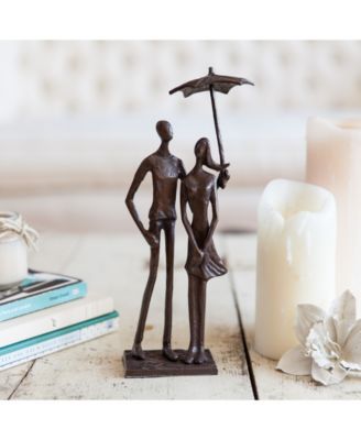Loving Couple Under Umbrella Bronze Sculpture