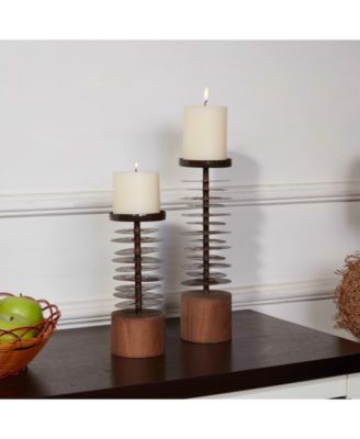 Danya B Set Of 2 Eucalyptus Metal And Wood Candle Holders - Macy's