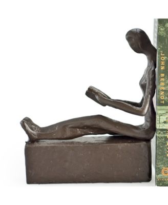 Man and Woman Reading Metal Bookend Set