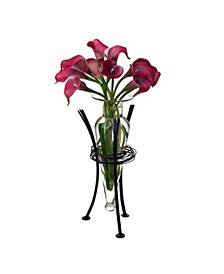 Clear Amphora Vase with Wire Stand