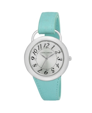 image of Laura Ashley Ladies- Blue Band Sunray Dial Sterrup Case Push Pin Closure Watch