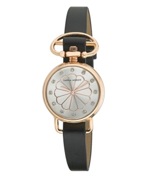 image of Laura Ashley Ladies- Black/Rose Gold Heirloom Watch