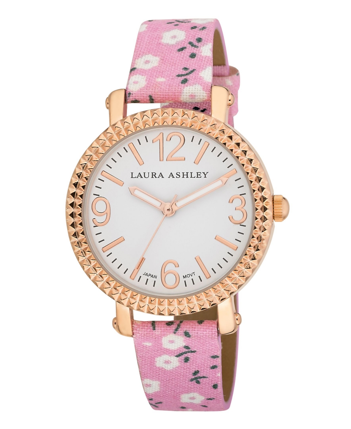 Women's Pink Floral Band Fluted Bezel Watch - Multi