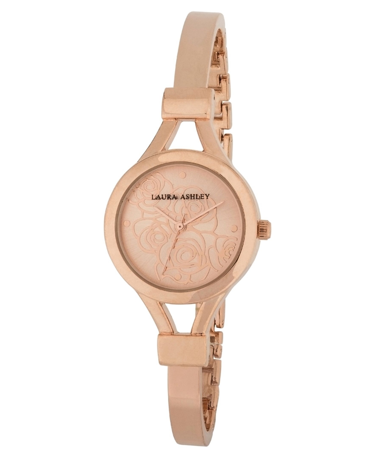 Ladies' Rose Gold Thin Bangle With Floral Dial Watch - Rose Gold
