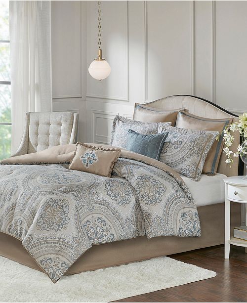 Madison Park Abella Queen 8 Piece Chenille Jacquard Comforter Set