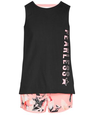 Ideology Big Girls Back Strap Tank Top & Printed Shorts, Created for Macy's