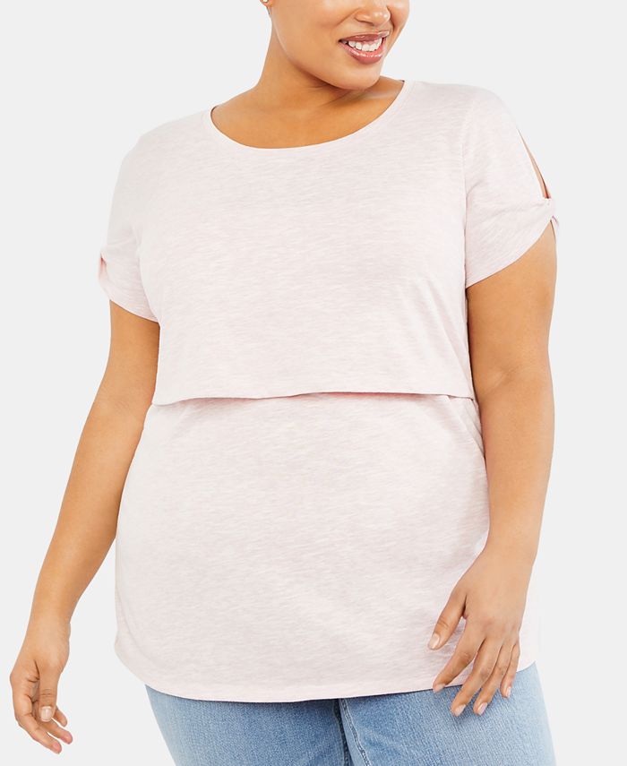 Motherhood Maternity Plus Size Tiered Nursing Top Macy