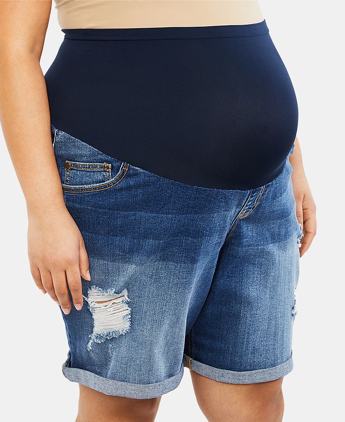 Motherhood Maternity Plus Size Cuffed Denim Shorts Macys 