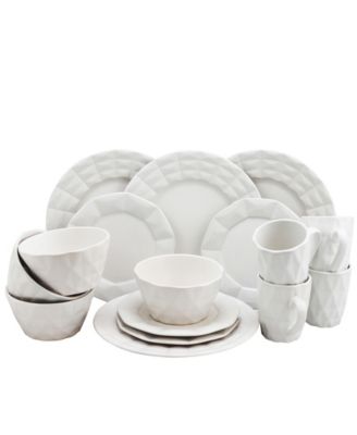 Elama Retro Chic 16 Piece Glazed Dinnerware Set In Black