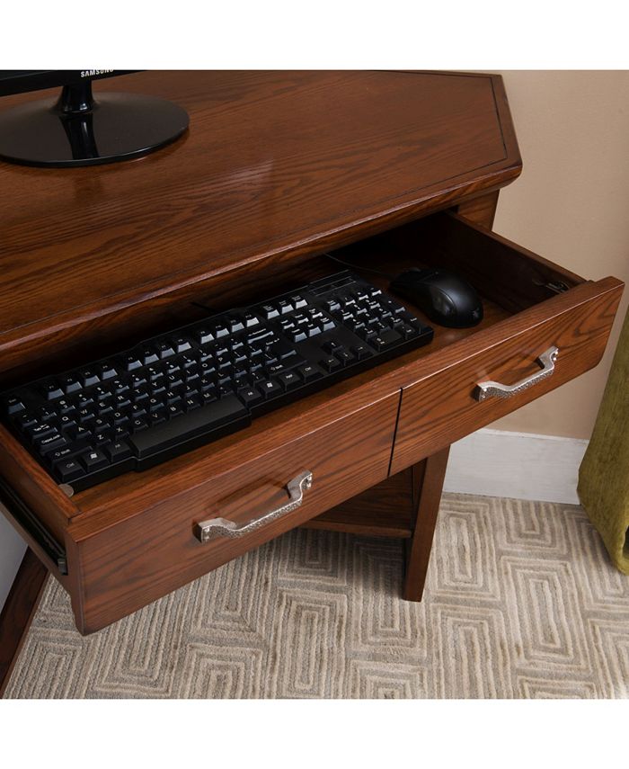 Leick Home Rustic Oak and Slate Corner Computer/Writing Desk Macy's