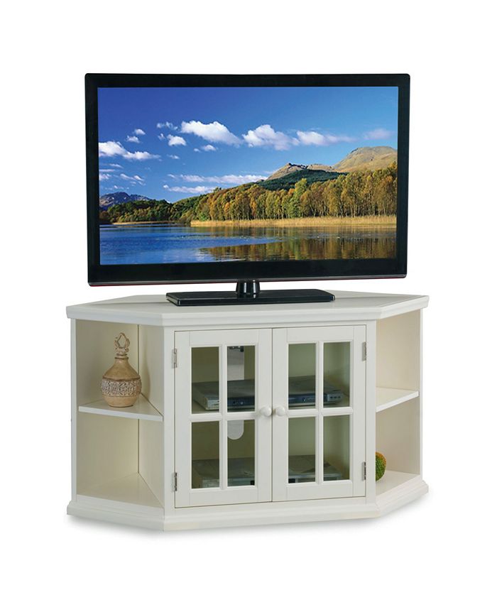 Leick Home White 46 Corner Tv Stand, Tv Console With Matching Bookcases
