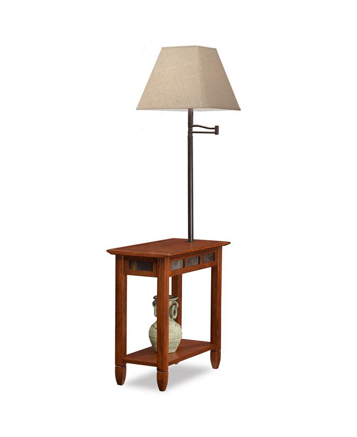 Leick Home Favorite Finds Rustic Slate, Side Table With Swing Arm Lamp
