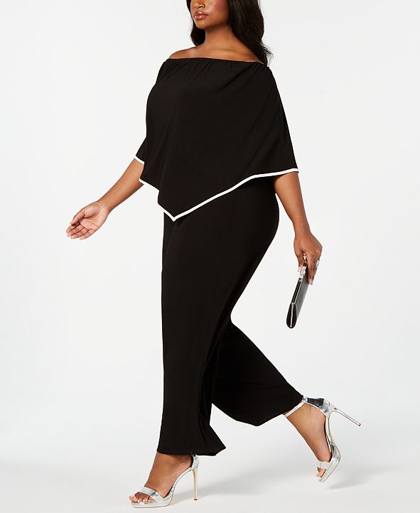 MSK Plus Size Off-The-Shoulder Poncho Jumpsuit & Reviews - Dresses ...