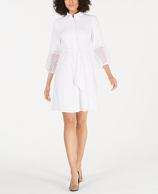 Alfani Crochet-Sleeve Shirtdress, Created for Macy's - Macy's